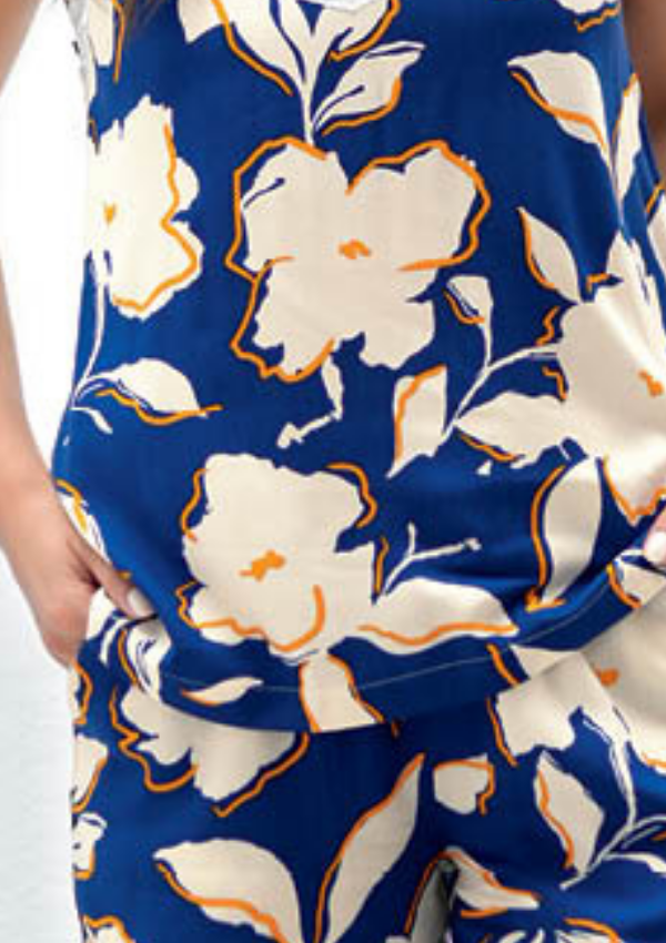 Piżama damska Navy Floral Short Set, Granatowy, r. M - XXL