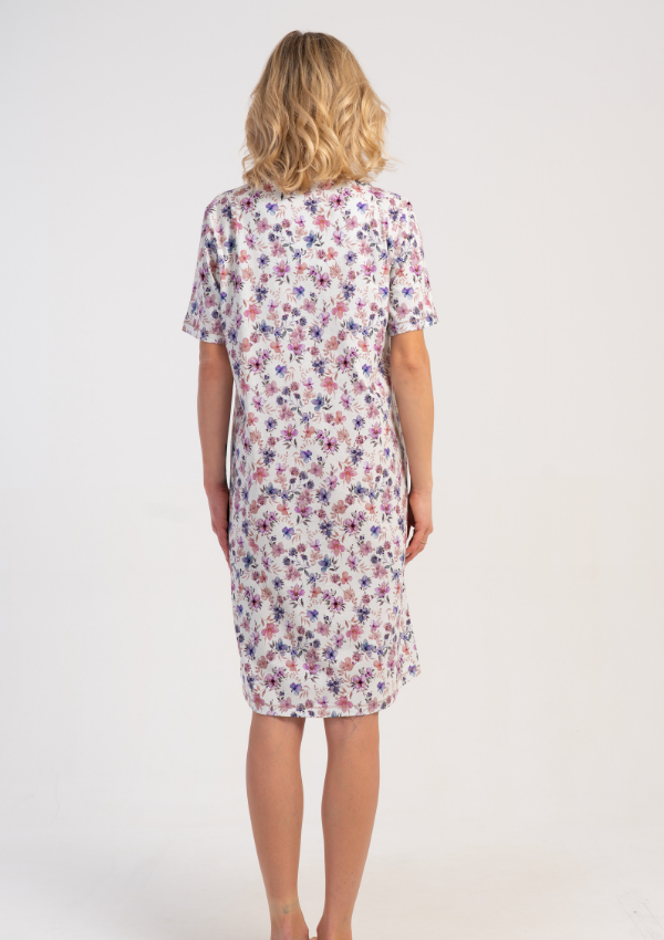 Koszula Nocna Vienetta Floral White, Różowy, r. M-XXL