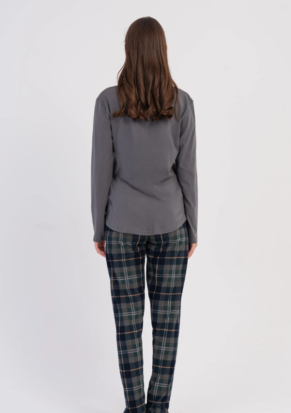 Piżama Damska Vienetta Gray Check, Szary, r. S-XL