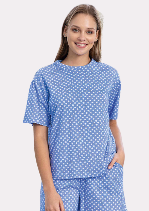 Piżama Damska Blue Star Set, Niebieski, M-XL