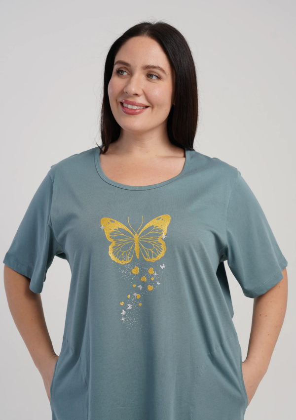Koszula Nocna Damska Vienetta Petrol Wing, Zielony, r. 1XL - 4XL