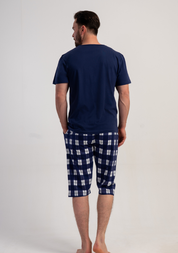Piżama Męska Vienetta Navy Lounge, Granatowy, r. M-XXL