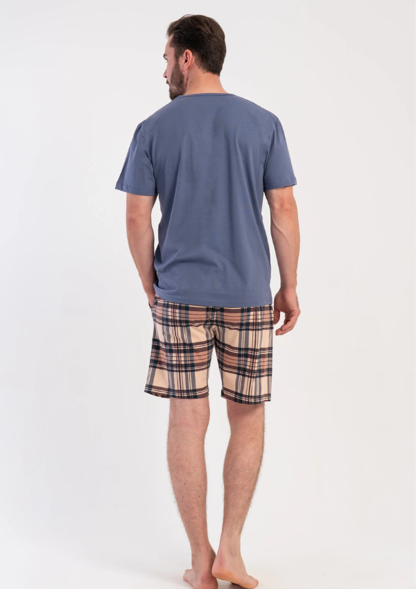 Piżama Męska Vienetta Heritage Check, Niebieski, r. 1XL-4XL
