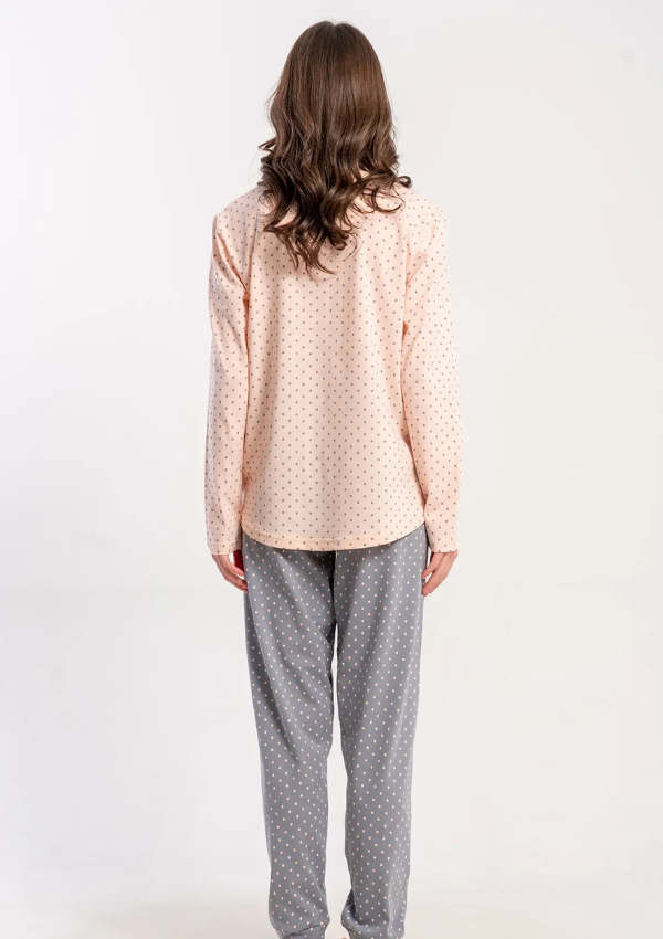 Piżama Damska Vienetta, Grey Kitty Dots, Różowy, r. S-XL