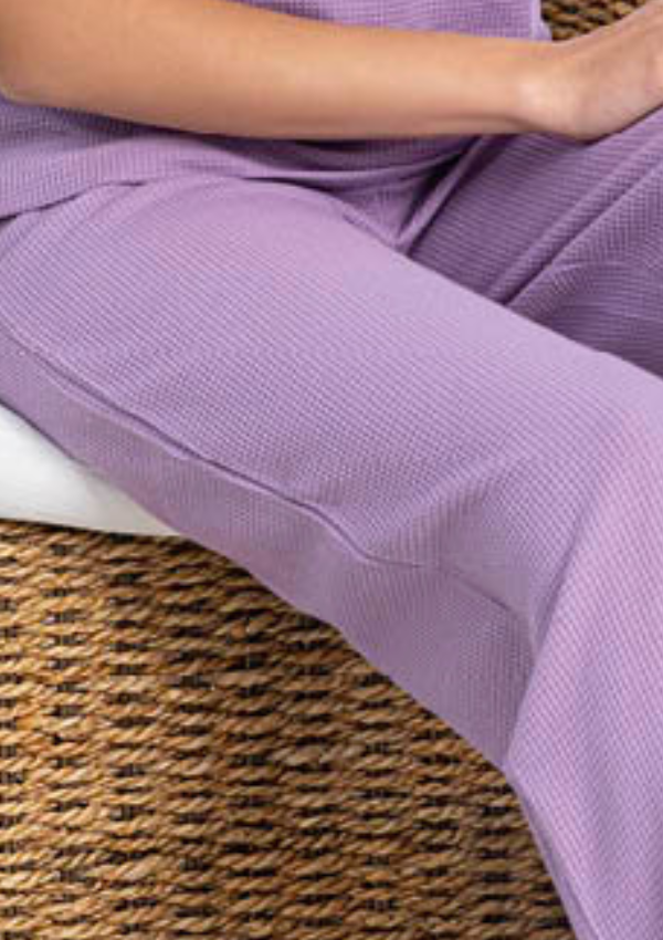 Piżama Damska Lilac Waffle, Fioletowy, r. M-XL