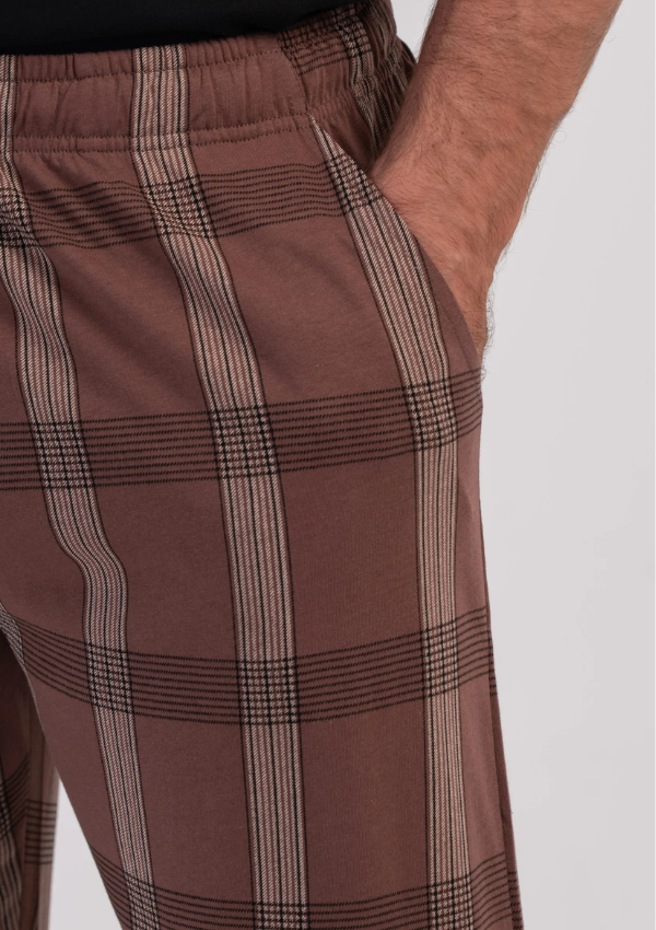 Spodnie męskie Vienetta Chestnut Plaid, Brązowy, r. 1XL-4XL