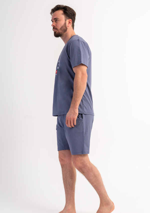 Piżama Męska Vienetta Blue Match, Niebieski, r. 1XL-4XL