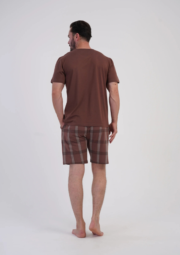Piżama Męska Vienetta Check Summer, Brązowy, r. 1XL-4XL