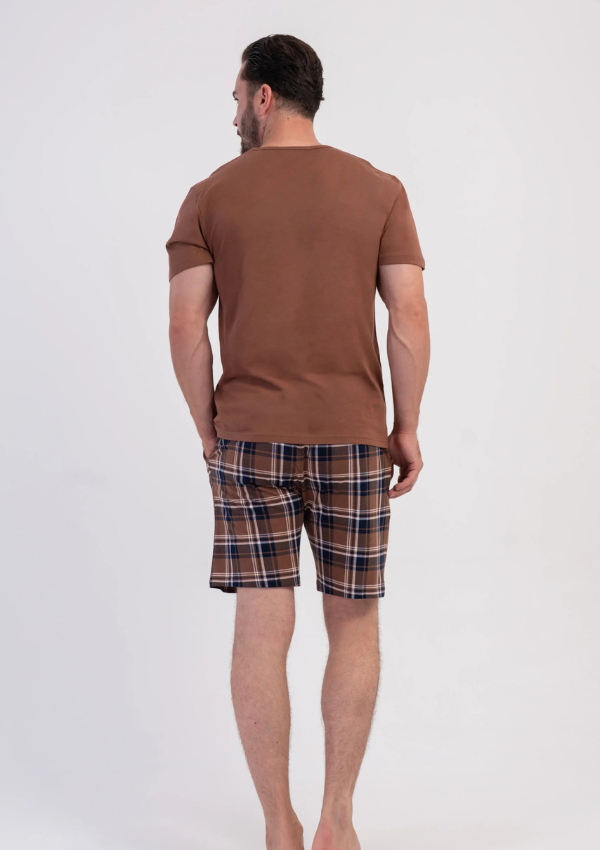 Piżama Męska Vienetta Mocha Navy, Brązowy, r. M-XXL
