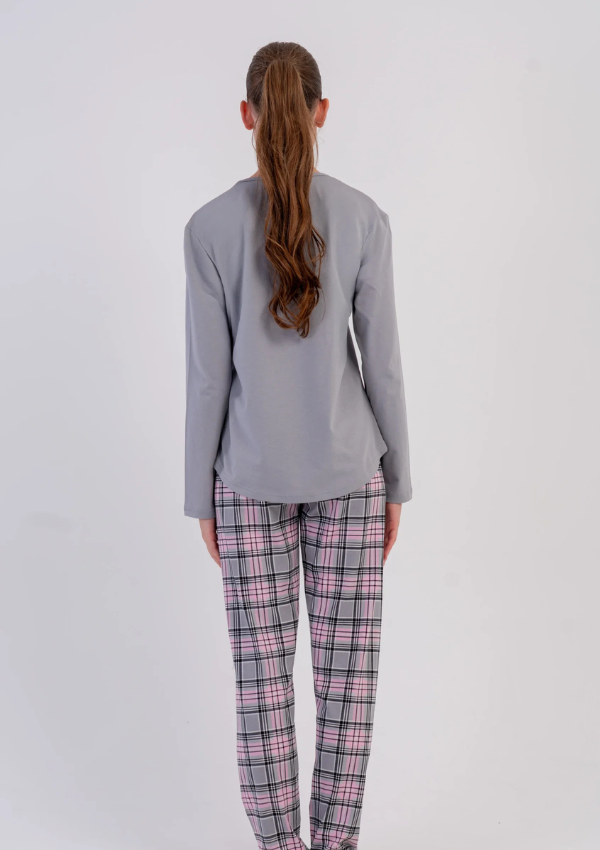 Piżama Damska Vienetta, Teddy Plaid, Szary, r. M-XXL