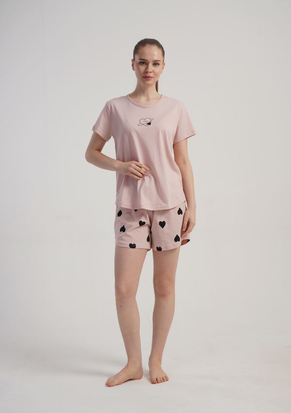 Piżama Damska Vienetta Sweet Hearts, Różowy, S -XL