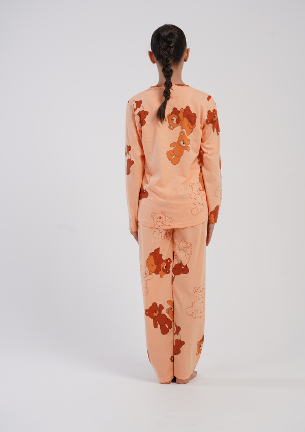 Piżama Dziecięca Vienetta Peach Bears, Brzoskwiniowy, r. 134-164