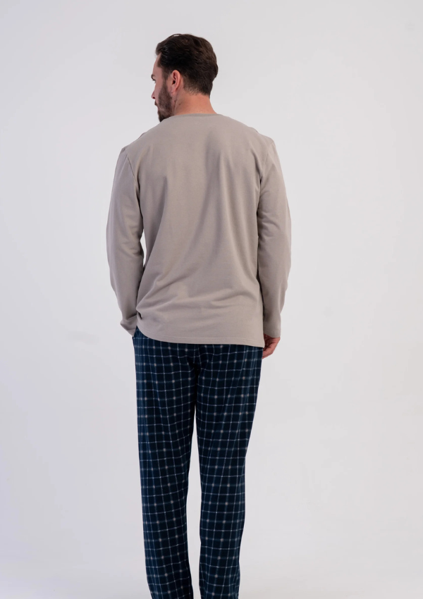 Piżama Męska Vienetta Navy Warm, Beżowy, r. 1XL-4XL