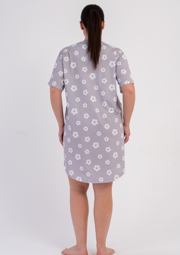 Koszula Nocna Damska Grey Blossom, Szary, r. 1XL - 4XL