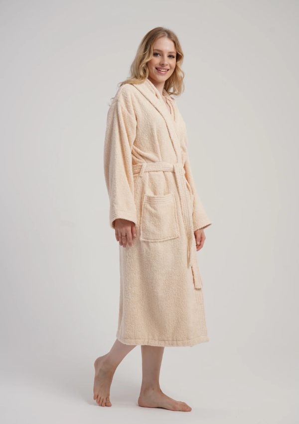 Szlafrok damski Vienetta Cozy Frotte, Kremowy, r. M-XXL