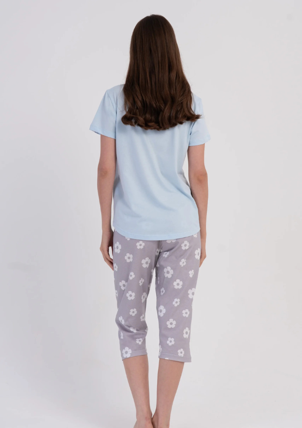 Piżama Damska Vienetta Blush Floral, Niebieski, r. M-XXL