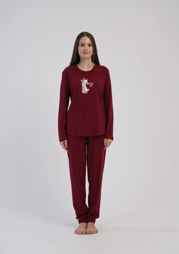 Piżama Damska Vienetta Cozy Comfort, Bordowy, r. S-XL