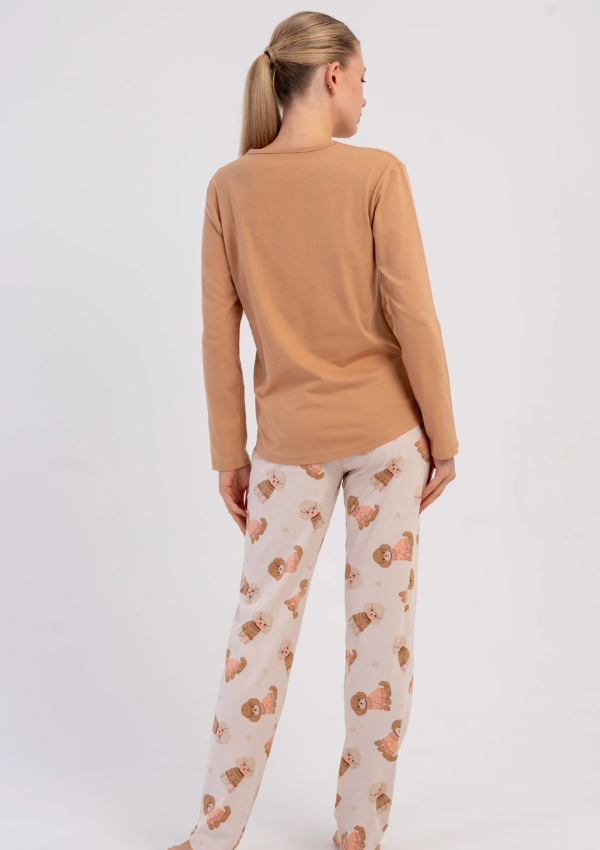 Piżama Damska Vienetta, Teddy Cozy, Beżowy, r. S-XL