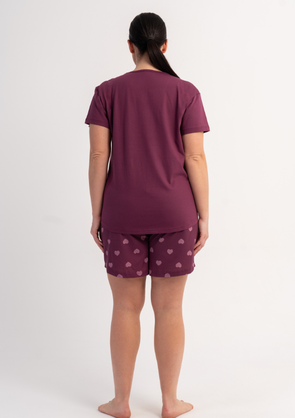 Piżama Damska Vienetta Plum Hearts, Bordowy, r. 1XL-4XL