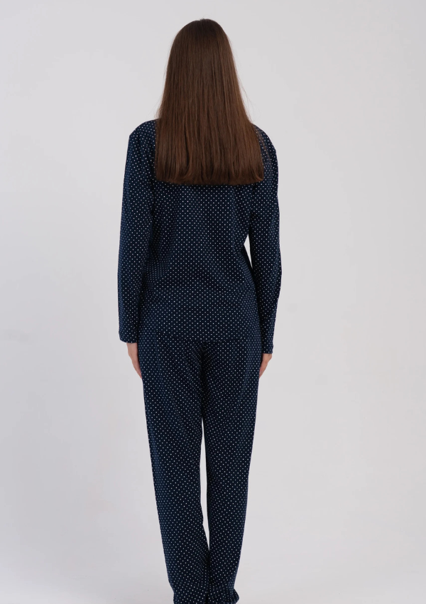 Piżama Damska Vienetta Dots Comfort, Granatowy, r. M-XXL