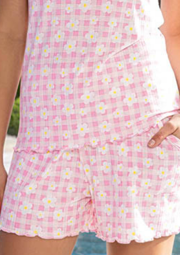 Piżama damska Blush Check Set, Różowy, r. M - XXL