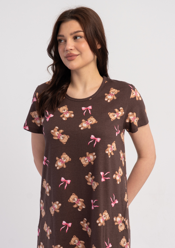 Koszula Nocna Vienetta Bear Sweet, Brązowy, r. M-XXL