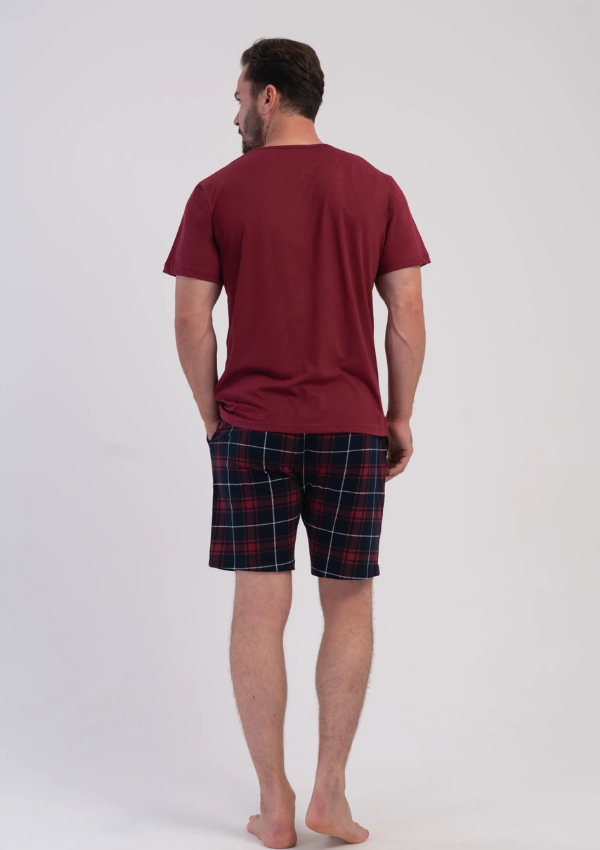 Piżama Męska Vienetta Navy Burgundy, Bordowy, r. M-XXL