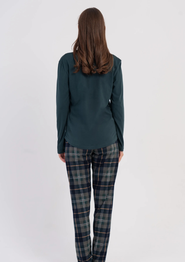 Piżama Damska Vienetta Green Check, Zielony, r. S-XL