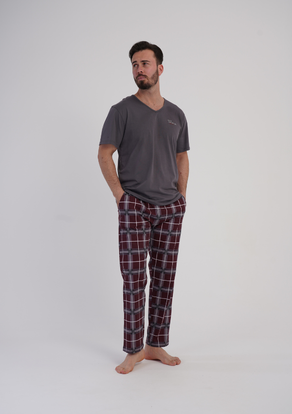 Piżama Męska Vienetta Graphite Home, Szary, r. 1XL-4XL