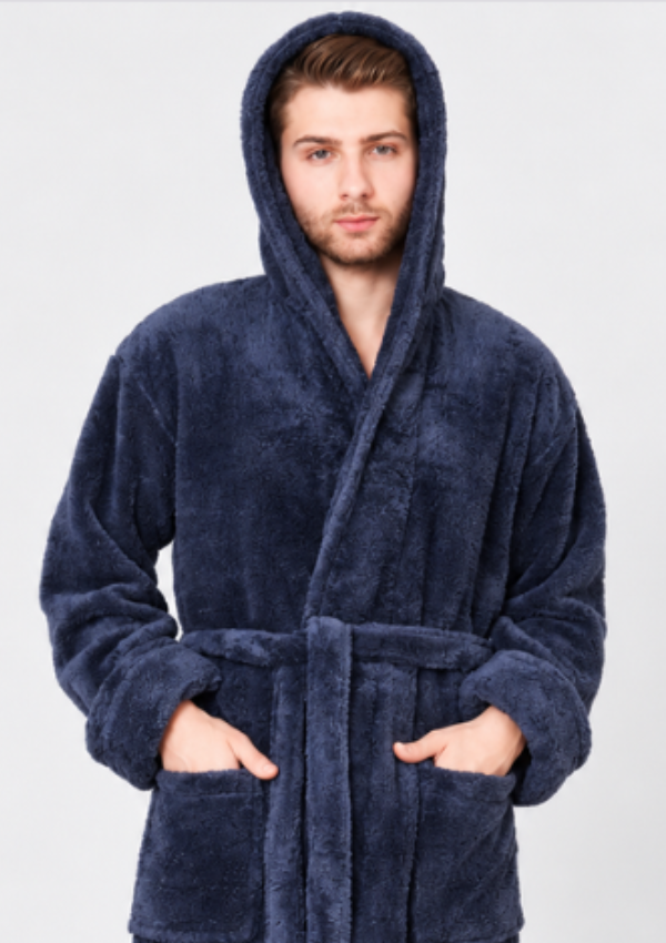 Szlafrok męski Navy Hooded, Granatowy, r. XL-XXXL