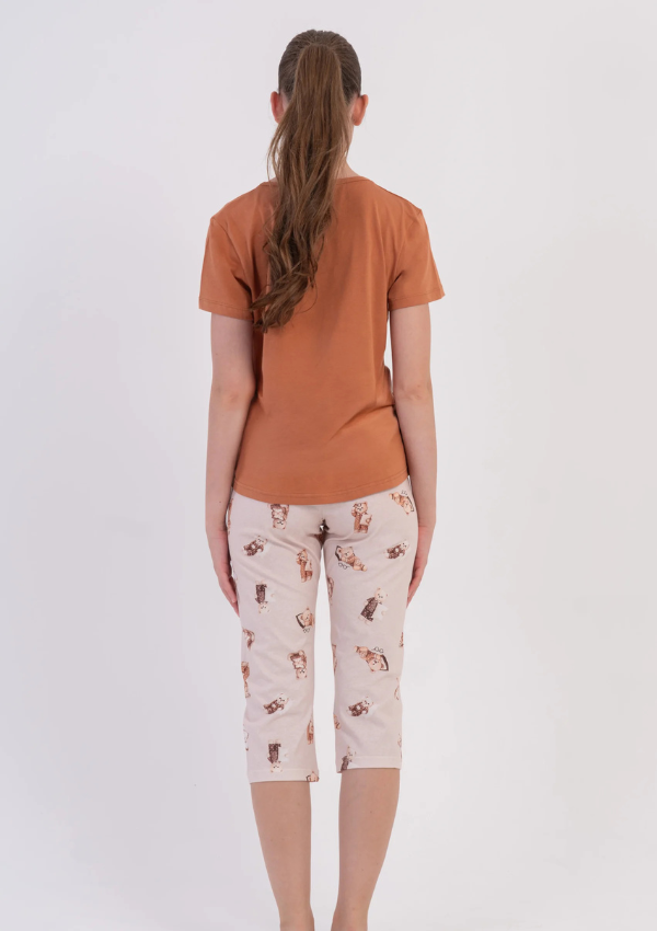 Piżama Damska Vienetta Caramel Teddy, Brązowy, r. S-XL