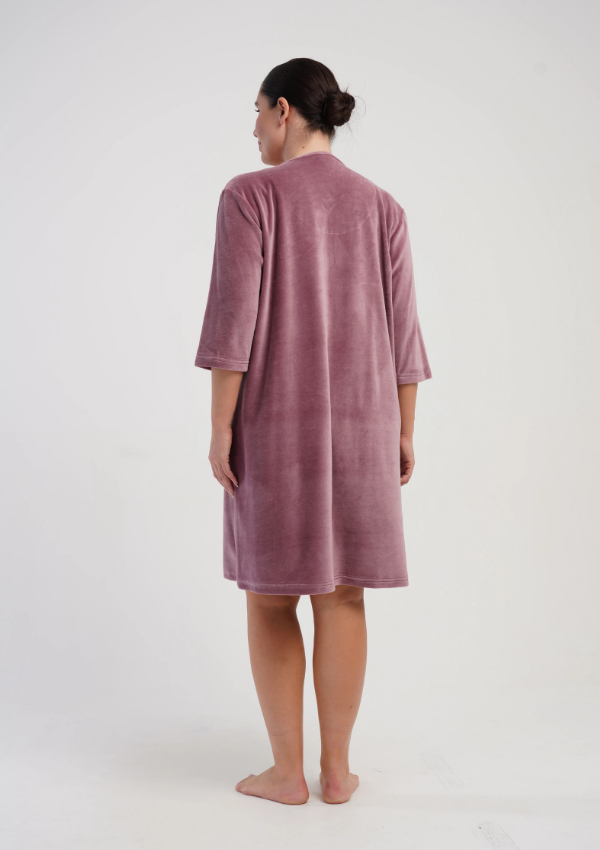Szlafrok damski Vienetta Velvet Comfort, Różowy, r. 1XL-4XL