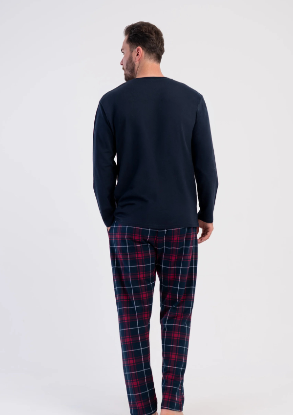 Piżama Męska Ocieplana Vienetta Midnight Burgundy, Granatowy, r. M-XXL