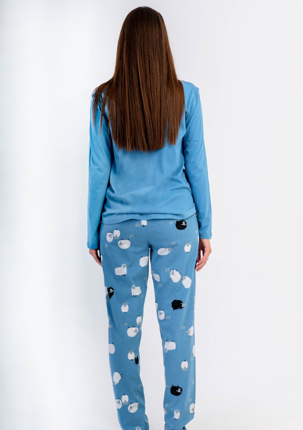 Piżama Damska Vienetta, Blue Sheep, Niebieski, r. S-XL