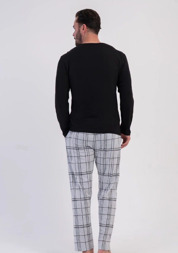 Piżama Męska Vienetta Black Grey, Czarny, r. M-XXL
