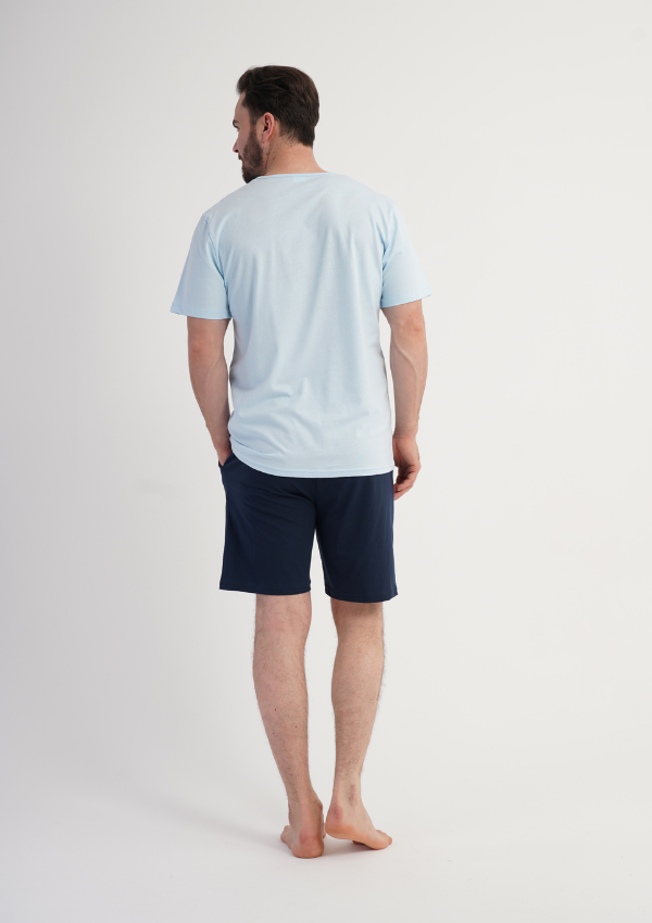 Piżama Męska Vienetta Blue Match, Niebieski, r. 1XL-4XL