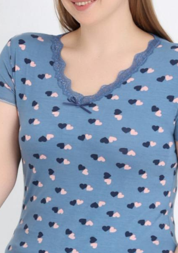 Piżama damska Blue Hearts, Niebieski, r. 2XL-5XL