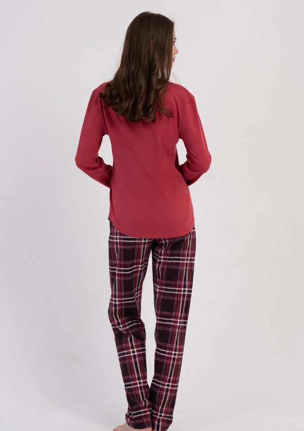 Piżama Damska Vienetta Cozy RedCheck , Czerwony, r. M-XXL