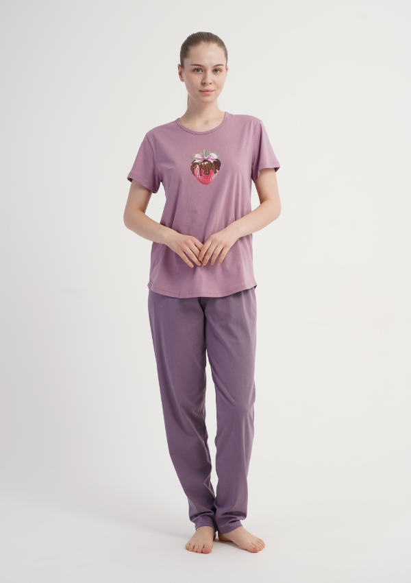 Piżama Damska Vienetta Berry Mood, Różowy r. S-XL
