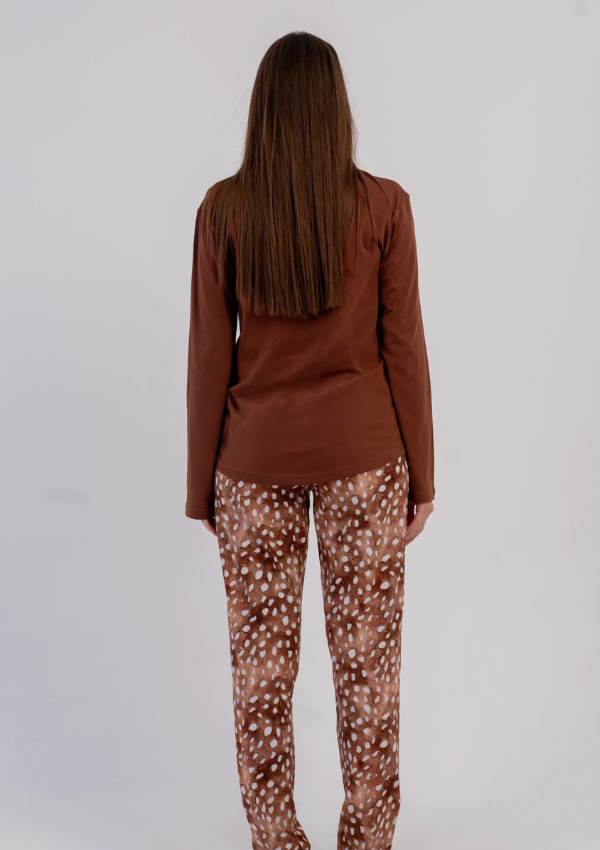 Piżama Damska Vienetta, Caramel Deer, Brązowy, r. M-XXL