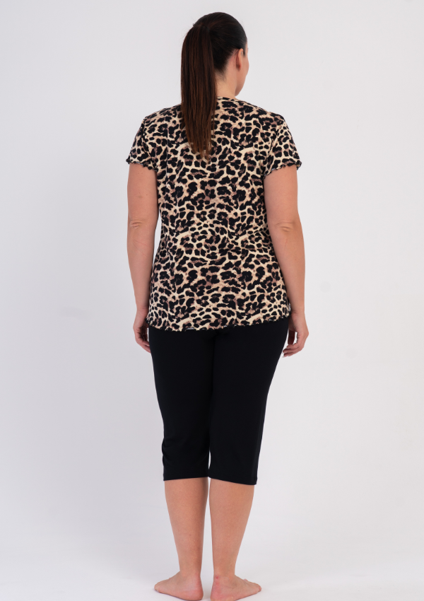 Piżama Damska Vienetta Comfort Leopard, Beżowy, r. 1XL-4XL