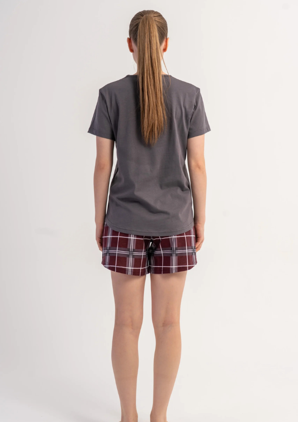 Piżama Damska Vienetta Graphite Check, Szary, M -XXL