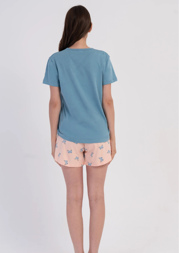 Piżama Damska Vienetta Butterfly Summer, Niebieski, M-XXL