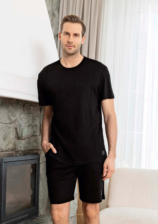 Piżama Męska Black Bamboo Set, Czarny, r. M-XL