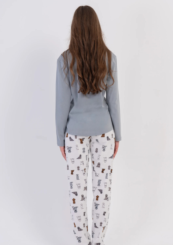 Piżama Damska Vienetta, White Puppy, Szary, r. S-XL