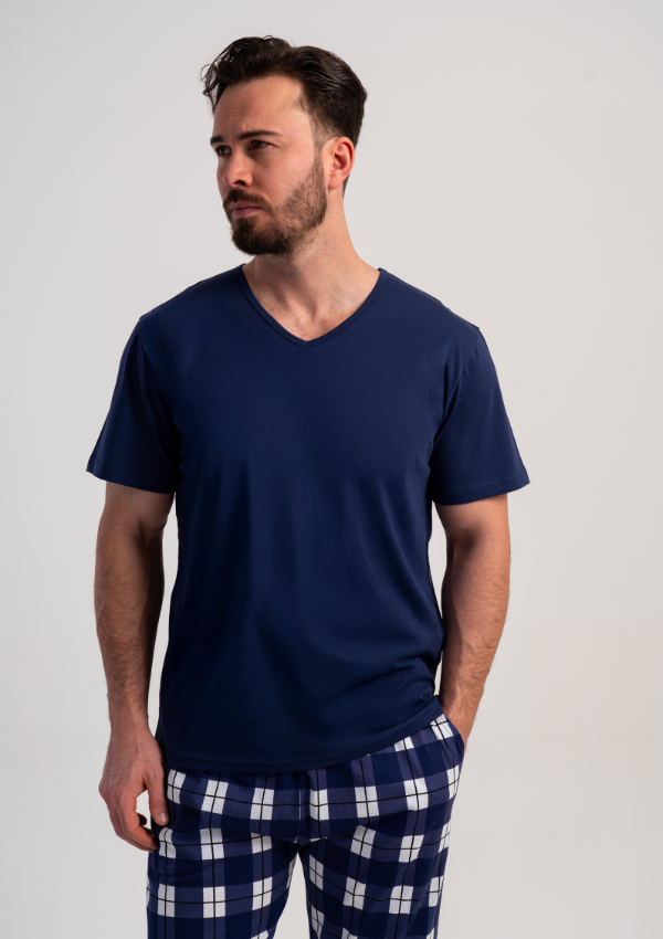 Piżama Męska Vienetta Navy Home, Granatowy r. 1XL-4XL
