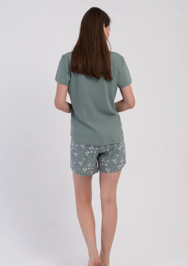 Piżama Damska Vienetta Summer Shorts, Zielony, M-XXL