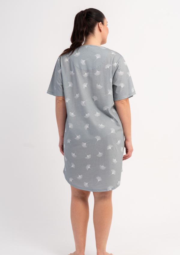 Koszula Nocna Damska Vienetta Silver Leaves, Szary, r. 5XL - 7XL