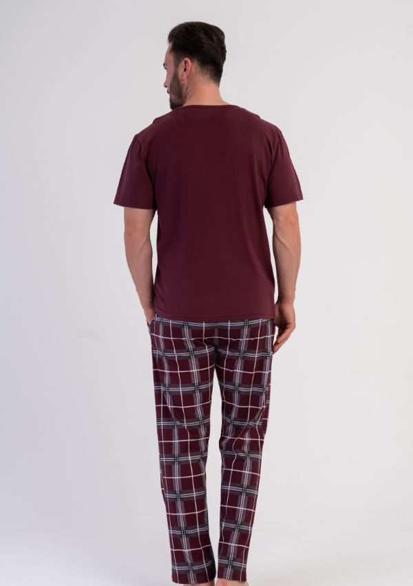 Piżama Męska Vienetta claret Home, Bordowy r. 1XL-4XL