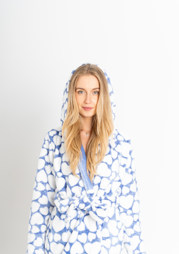 Szlafrok damski Softowy Vienetta, Soft Hearts, r. S - M